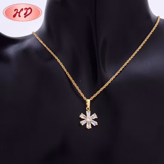 女性ファッションジュエリー 18K ローズゴールドメッキ合金シルバーペンダントチェーンネックレス、クリスタルパールイヤリングセット付き