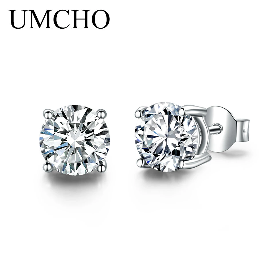 925 Silver 6.0 7.0 Round Simple White Stud Earrings Wholesale Price Jewelry