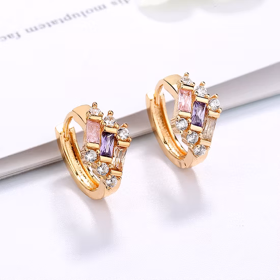 ファッション 18 K 14 K ゴールドメッキコスチュームイミテーションジュエリー CZ パールハギーフープイヤリング女性用