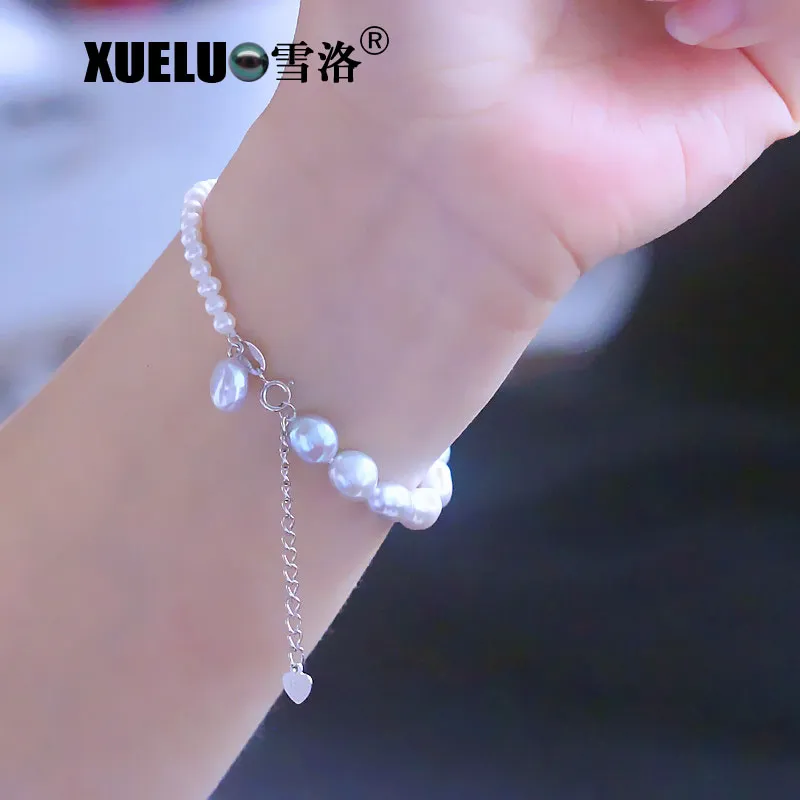ファッション ライトグレーの魅力的な天然養殖淡水パール ブレスレット ジュエリー (XL150125)